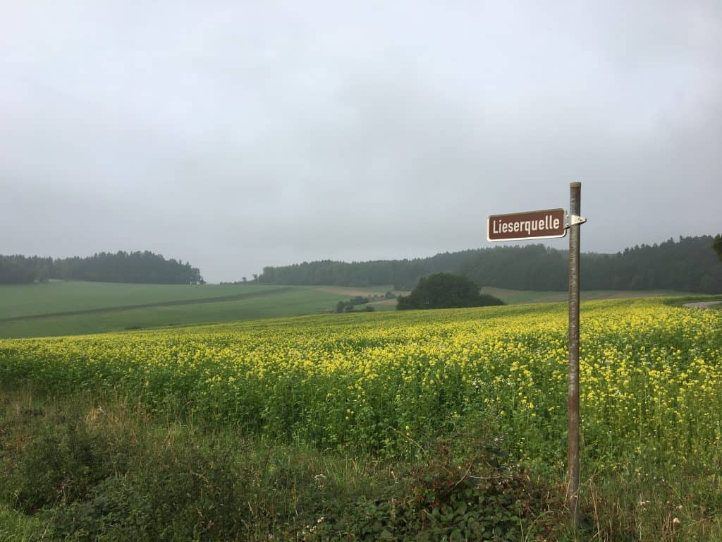 Wandern auf dem Lieserpfad, 1. Etappe, Lieserquellen-Schild