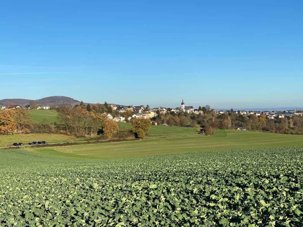 Blick auf Mendig vom Traumpfädchen Mendiger Römerreich